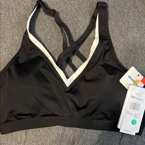 Roxy Sand to Sea Black and White Sports Bra
